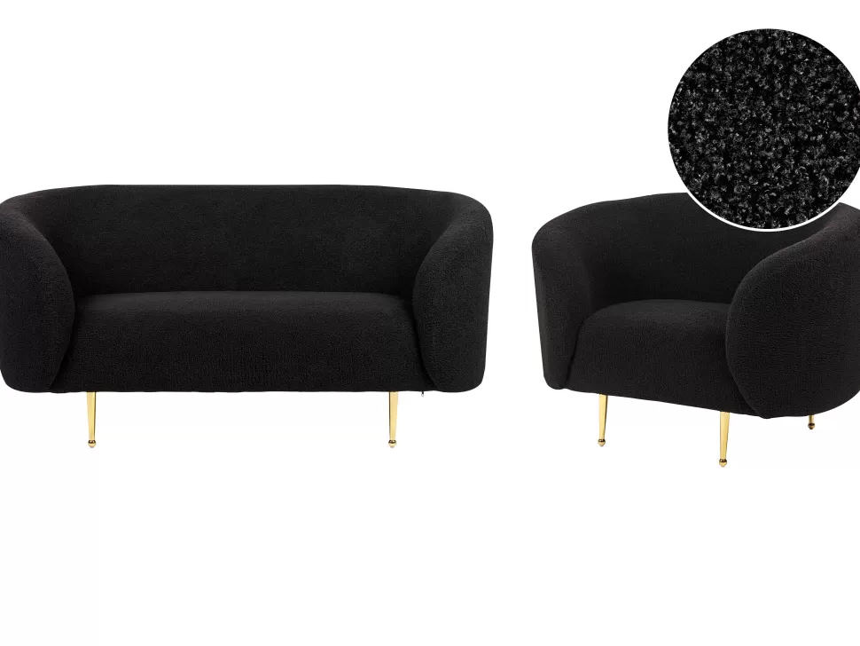 Sofas>Beliani Boucle Living Room Set Black Loen