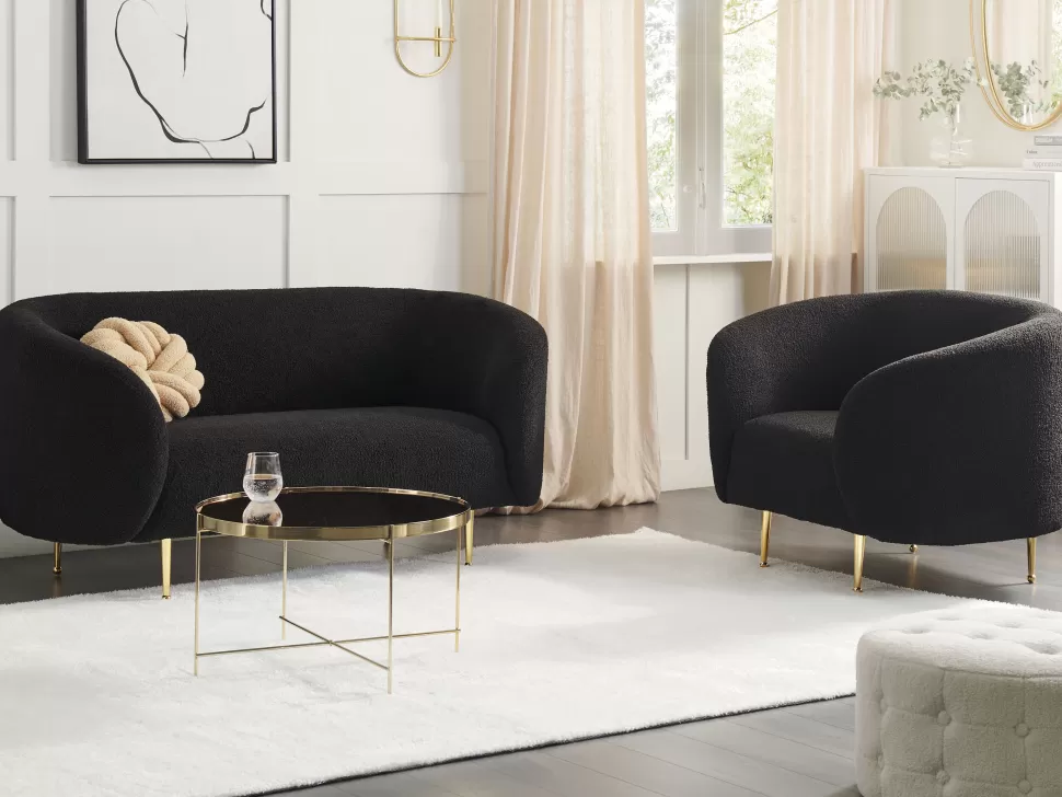 Sofas>Beliani Boucle Living Room Set Black Loen