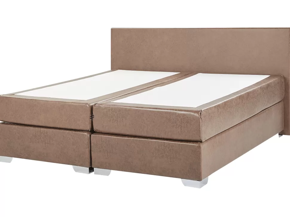 Hot Beliani Boxspringbett Kunstleder Braun 180 X 200 Cm President