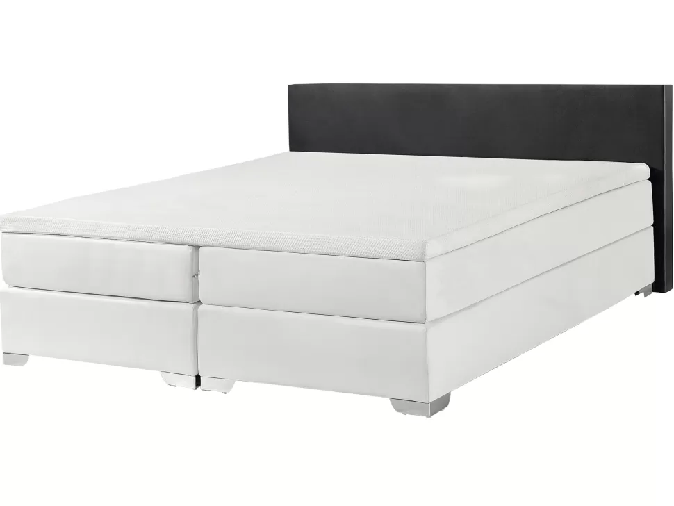 Fashion Beliani Boxspringbett Kunstleder Schwarz / Weis 160 X 200 Cm President