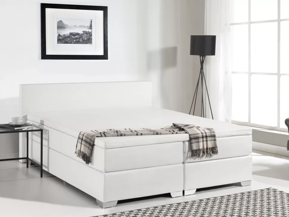 Best Beliani Boxspringbett Kunstleder Weis 180 X 200 Cm President