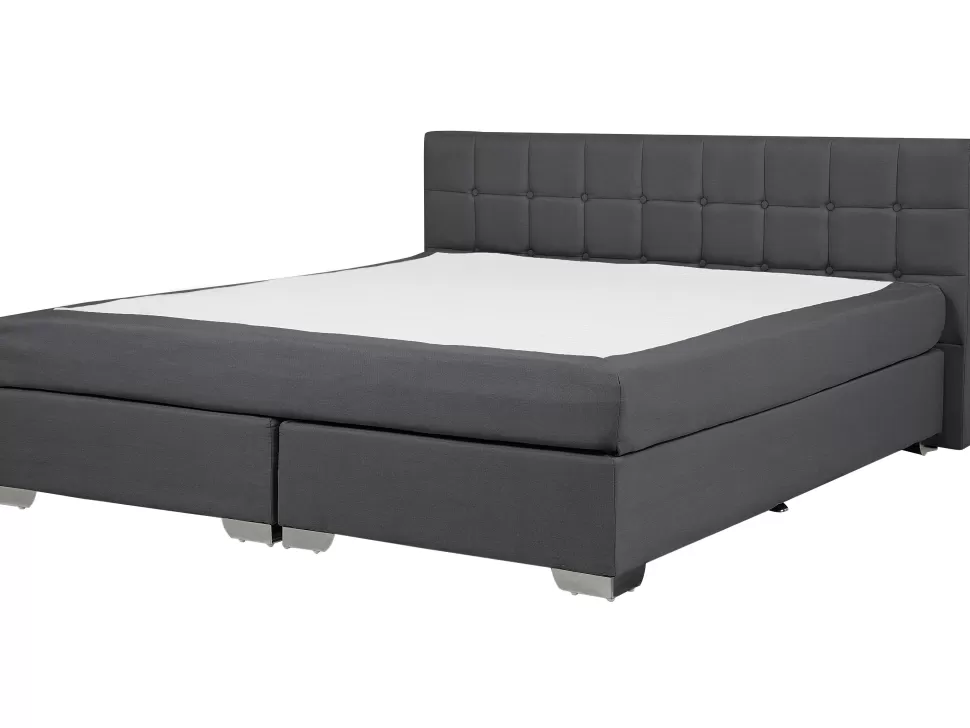 Betten>Beliani Boxspringbett Polsterbezug Grau 180 X 200 Cm Admiral