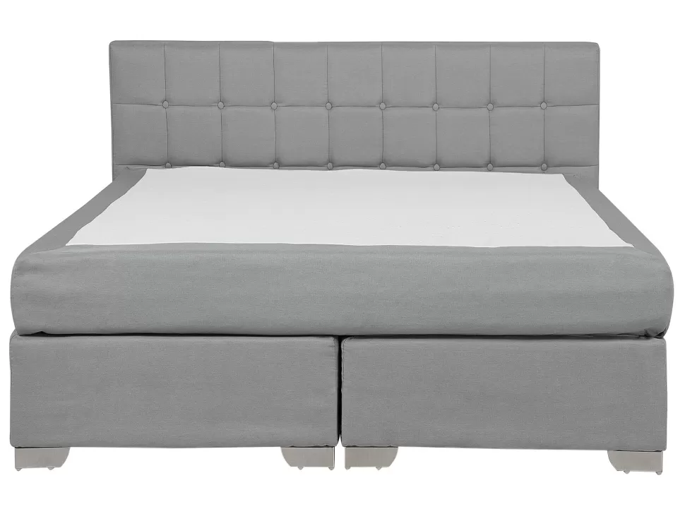 Cheap Beliani Boxspringbett Polsterbezug Hellgrau 140 X 200 Cm Admiral