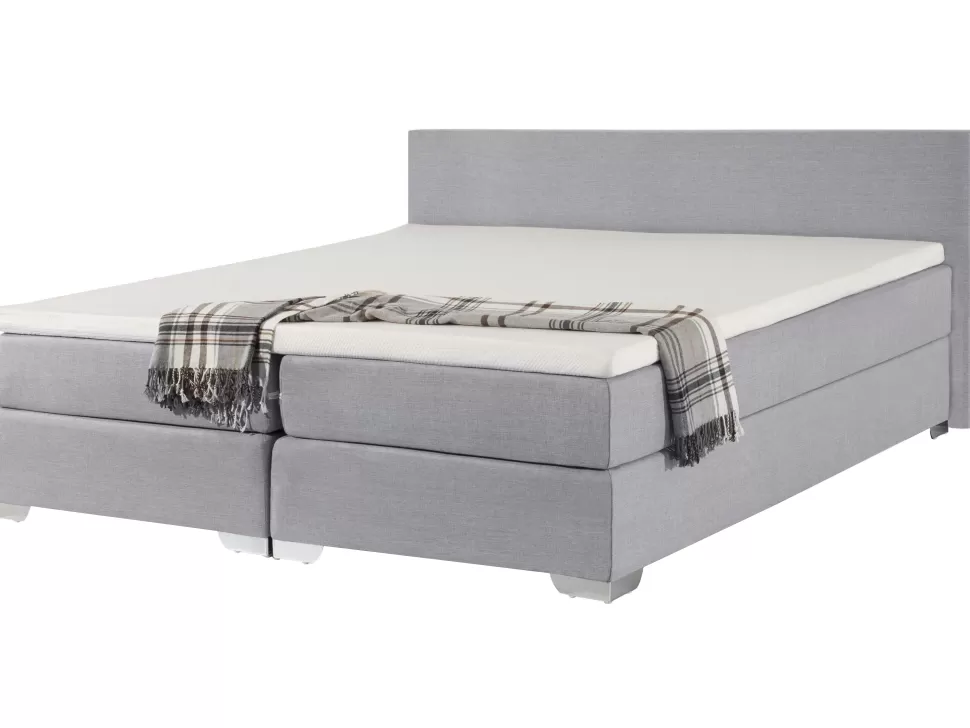 Best Beliani Boxspringbett Polsterbezug Hellgrau 180 X 200 Cm President