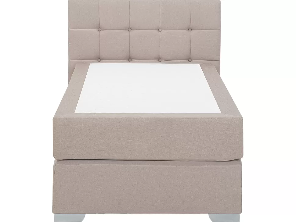 Betten>Beliani Boxspringbett Polsterbezug Leinenoptik Beige 90 X 200 Cm Admiral