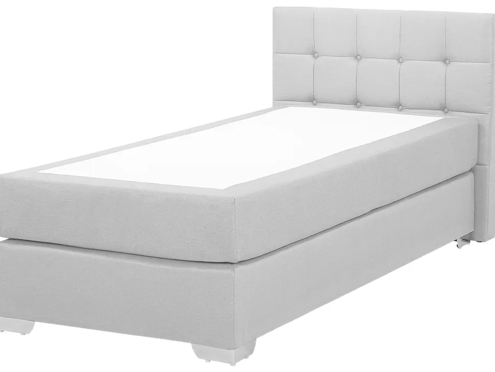 Store Beliani Boxspringbett Polsterbezug Leinenoptik Hellgrau 90 X 200 Cm Admiral