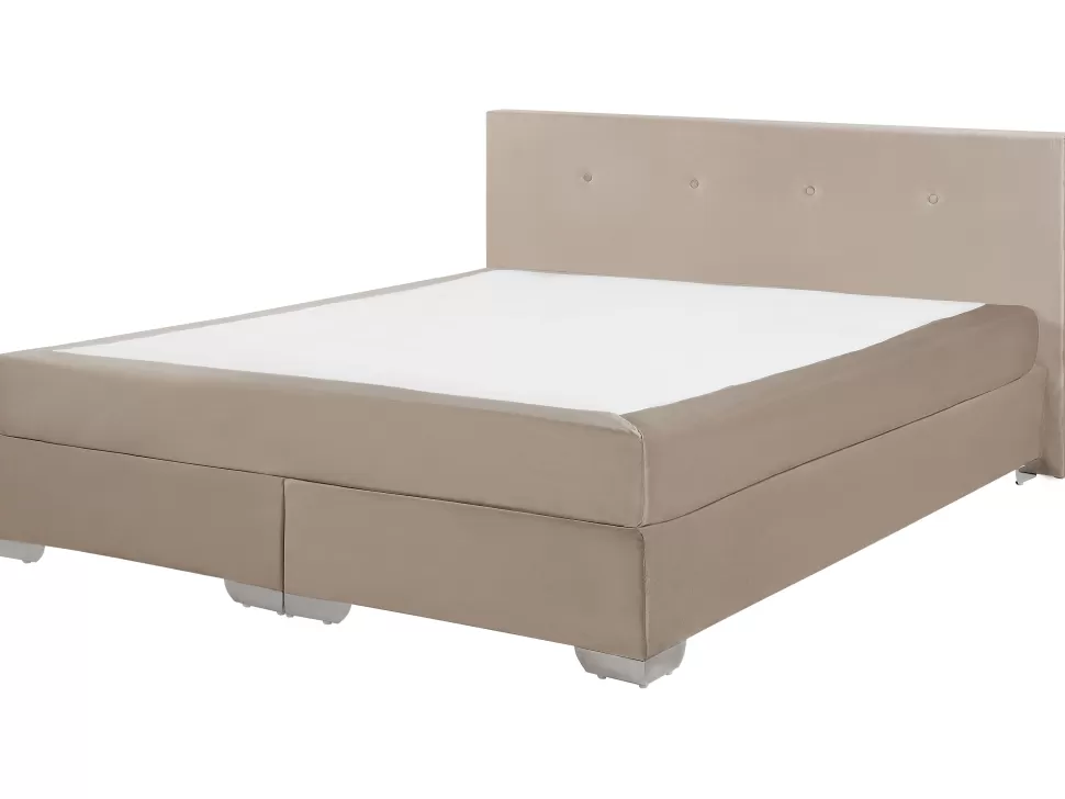 Cheap Beliani Boxspringbett Samtstoff Beige 180 X 200 Cm Consul