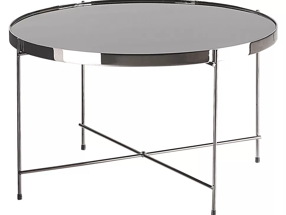 Tische>Beliani Couchtisch Glas Schwarz / Silber 63 Cm Lucea