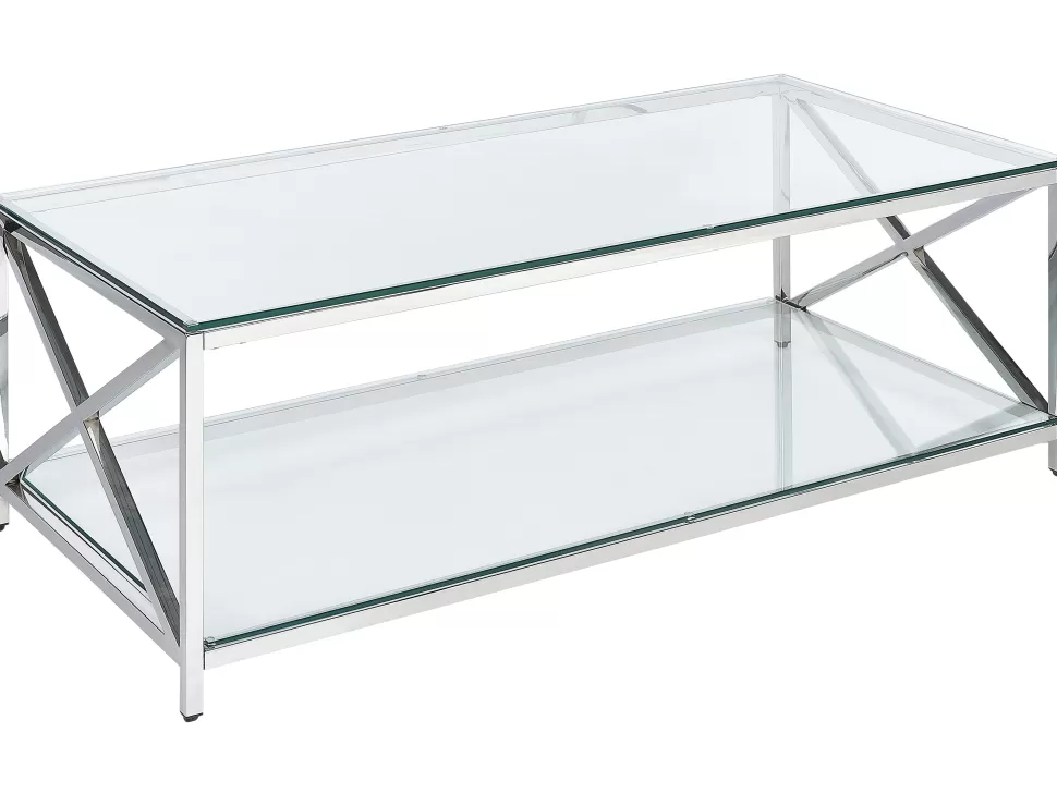 Best Sale Beliani Couchtisch Glas Silber Rechteckig 60 X 120 Cm Audet