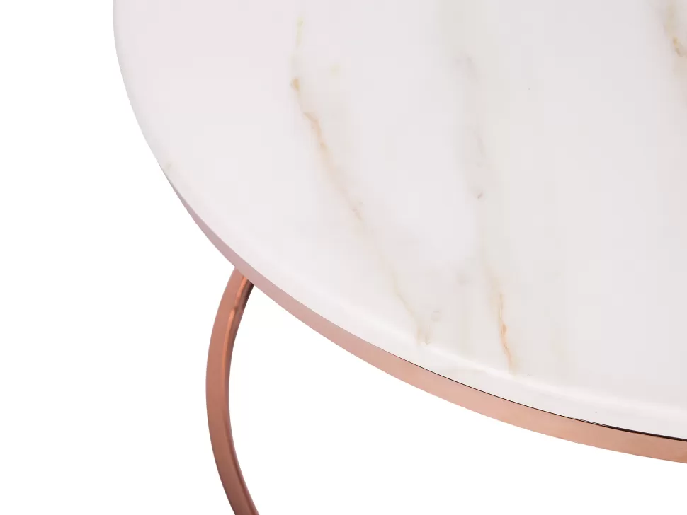 Clearance Beliani Couchtisch Marmor Optik Beige / Kupfer 70 Cm Coral
