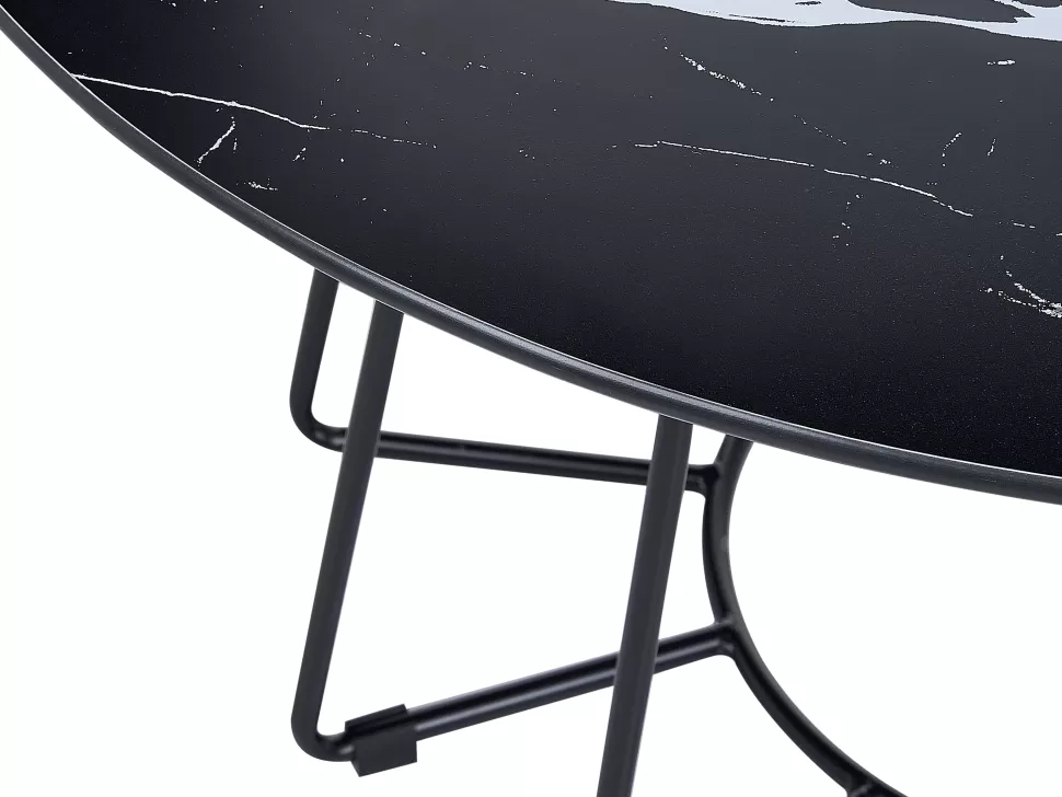 Tische>Beliani Couchtisch Marmor-Effekt Schwarz O 80 Cm Bernie