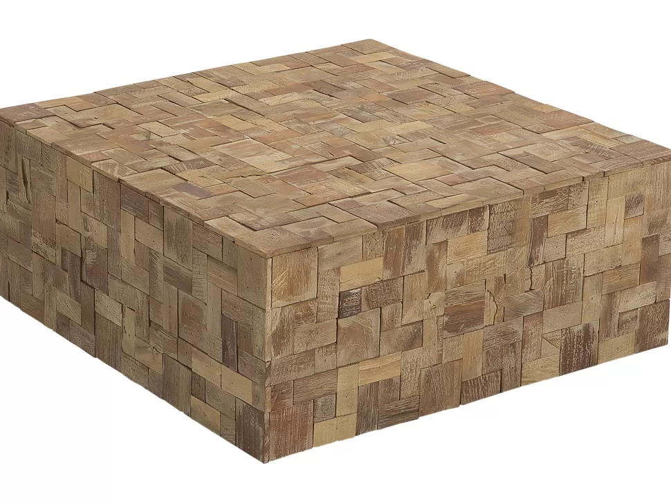 Tische>Beliani Couchtisch Teakholz Hellbraun Quadratisch 80 X 80 Cm Gambo