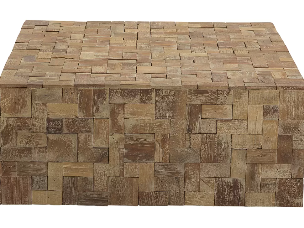 Tische>Beliani Couchtisch Teakholz Hellbraun Quadratisch 80 X 80 Cm Gambo