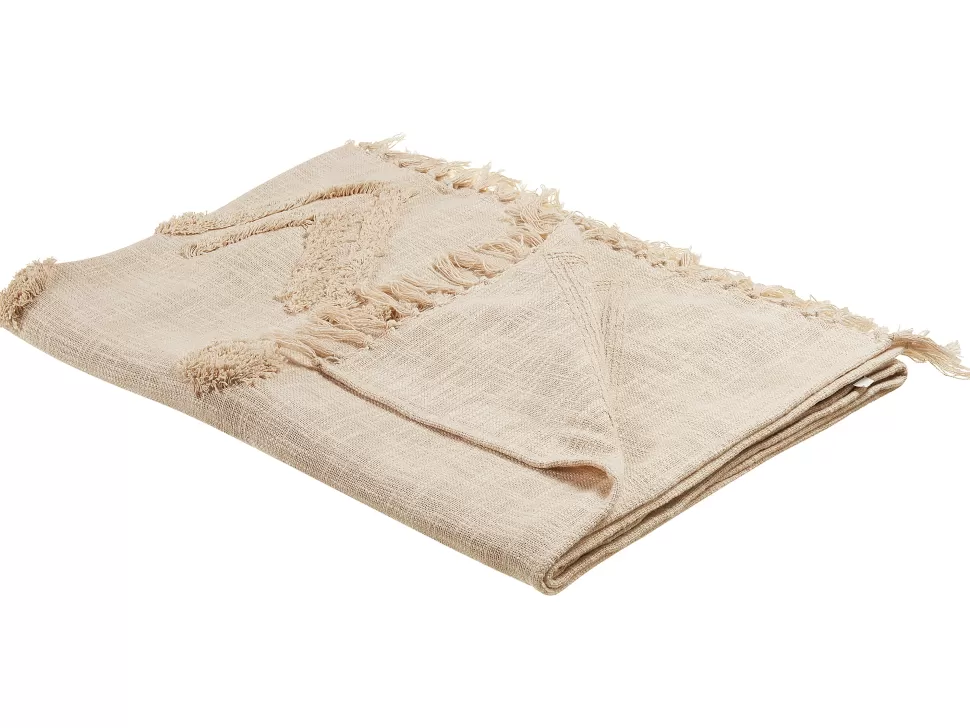 Discount Beliani Decke Baumwolle Beige 130 X 180 Cm Orientalisches Muster Fatehpur