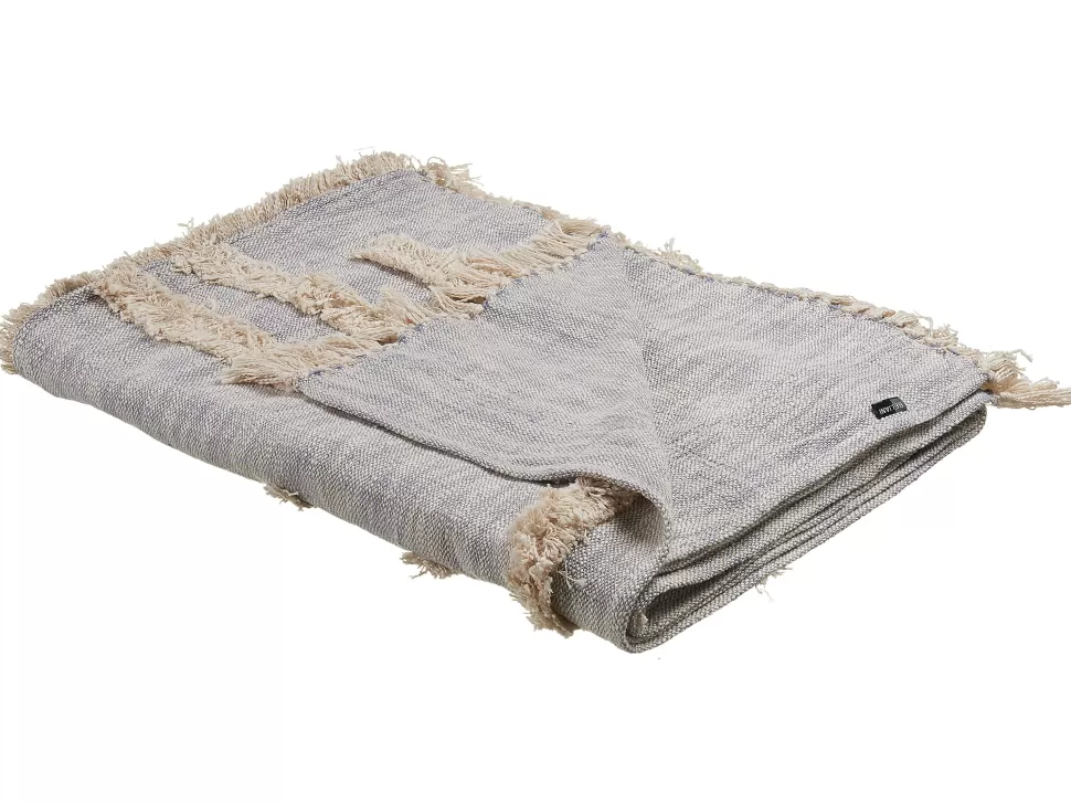 Discount Beliani Decke Baumwolle Grau / Beige 130 X 180 Cm Abstraktes Muster Hospet