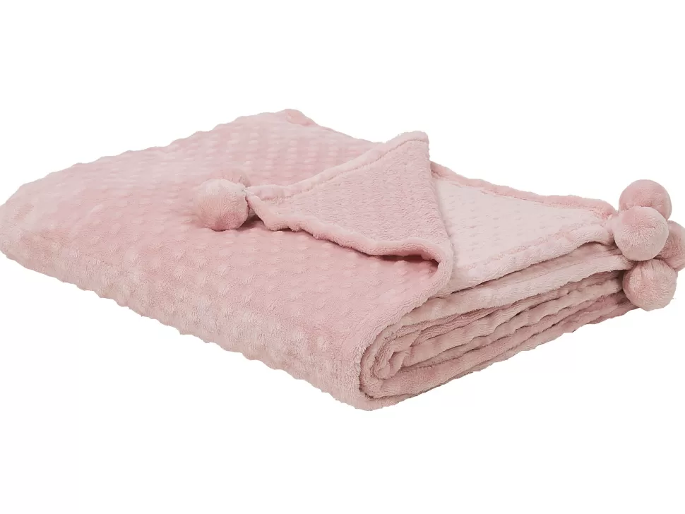 Clearance Beliani Decke Rosa Mit Pompons 200 X 220 Cm Samur