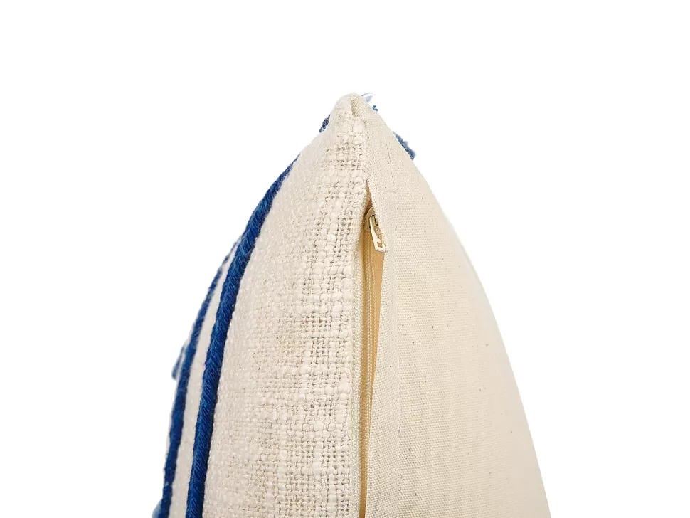 Flash Sale Beliani Dekokissen Abstrakt Muster Baumwolle Beige/Dunkelblau 45 X 45 Cm 2Er Set Pleione