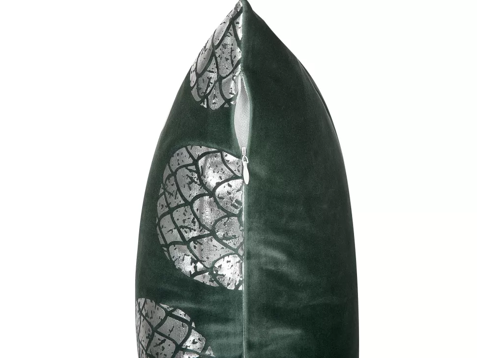 Clearance Beliani Dekokissen Ananas-Motiv Samtstoff Dunkelgrun 45 X 45 Cm 2Er Set Astilbe