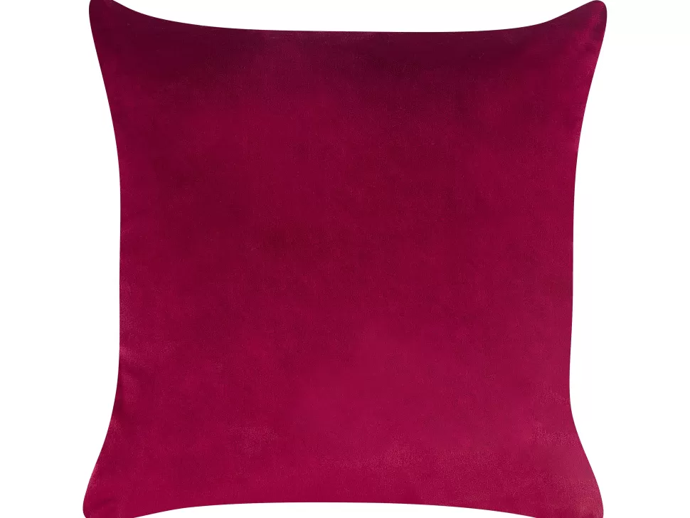 Discount Beliani Dekokissen Blattmuster Samtstoff Goldrot 45 X 45 Cm 2Er Set Goldenrod