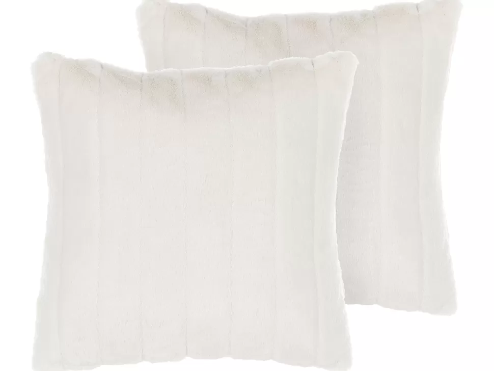 Flash Sale Beliani Dekokissen Felloptik Weis 45 X 45 Cm 2Er Set Pumila