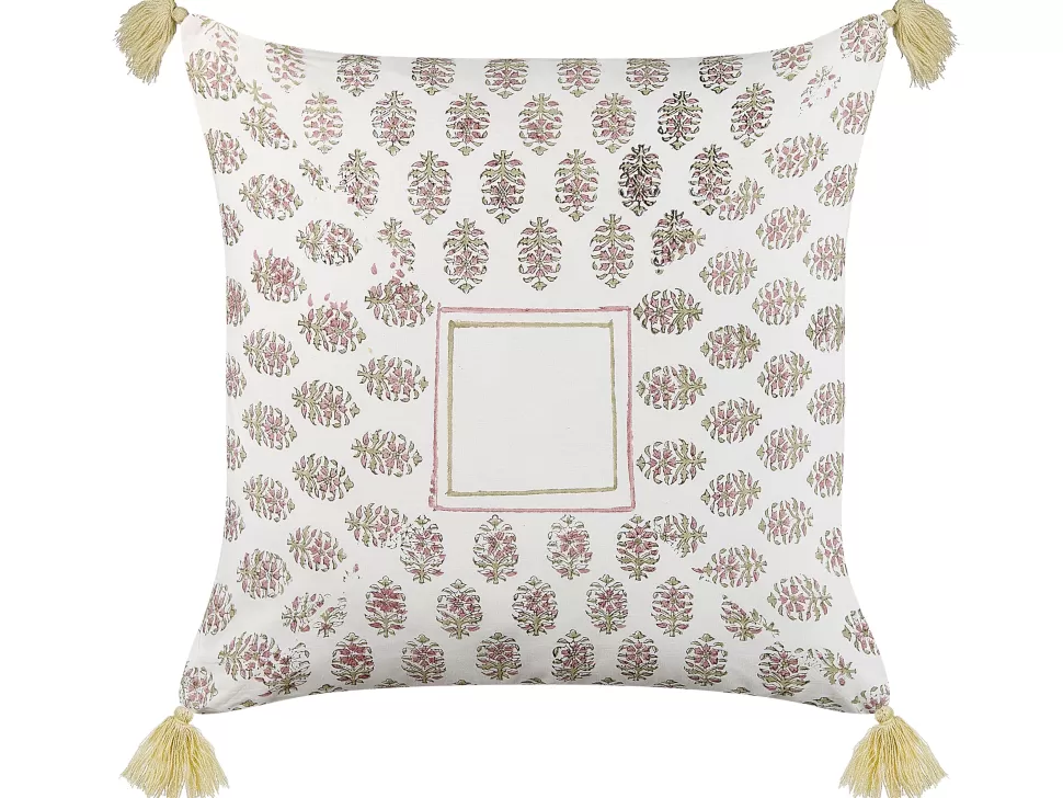 Clearance Beliani Dekokissen Geometrisches Muster Baumwolle Mehrfarbig Mit Quasten 45 X 45 Cm Setosa
