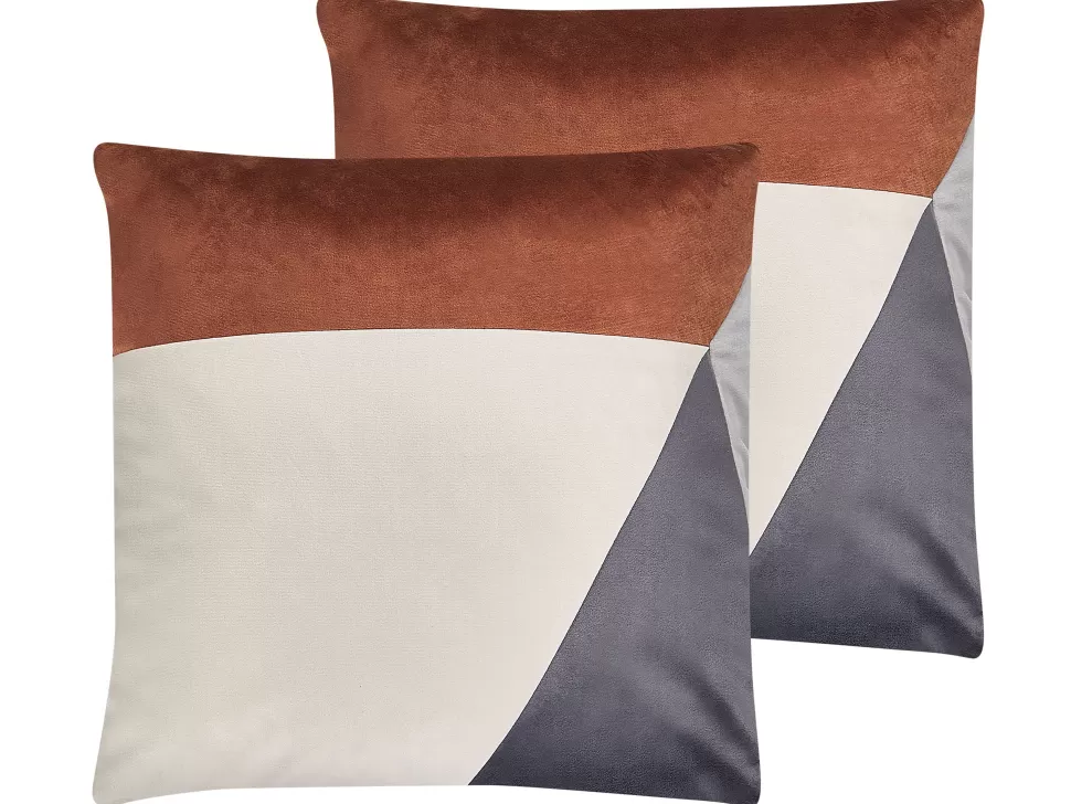 Fashion Beliani Dekokissen Geometrisches Muster Mehrfarbig 45 X 45 Cm 2Er Set Campsis