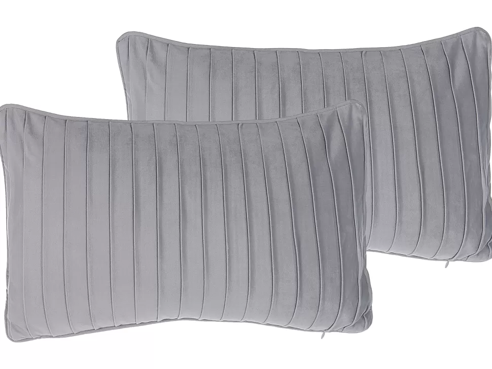 Discount Beliani Dekokissen Gestreift Grau 30 X 50 Cm 2Er Set Komana
