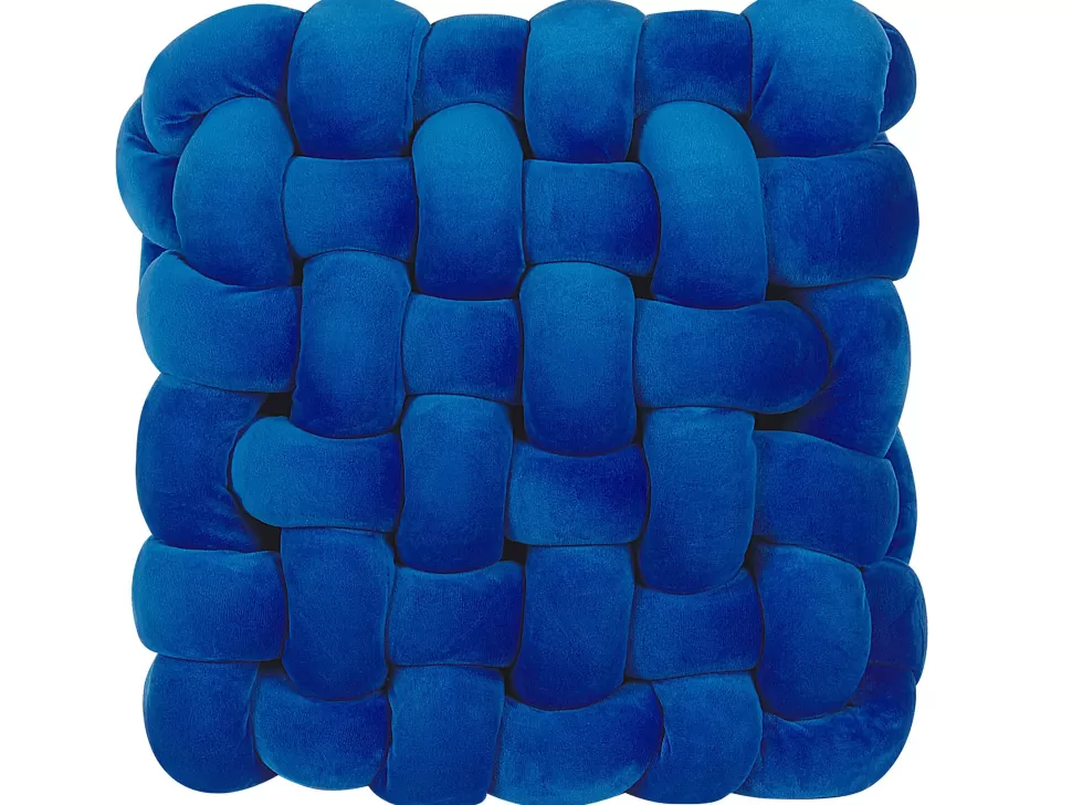 Sale Beliani Dekokissen Knoten Flechtmuster Blau 30 X 30 Cm Sirali