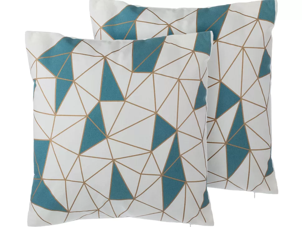 Clearance Beliani Dekokissen Netzmotiv Baumwolle Blau 45 X 45 Cm 2Er Set Clarkia