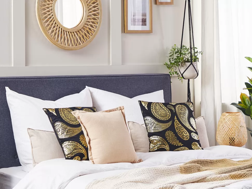 Heimtextilien>Beliani Dekokissen Paisleymotiv Samtstoff Gold / Schwarz 45 X 45 Cm 2Er Set Ursinia