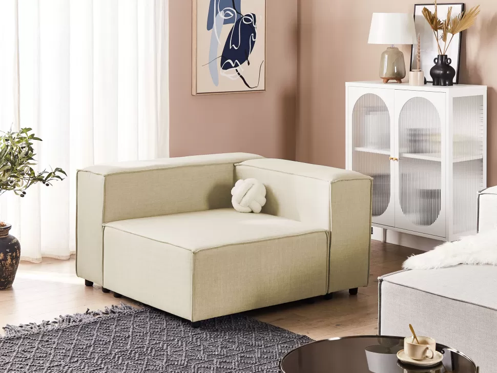 Sessel>Beliani Ecksessel Leinen Beige Aprica