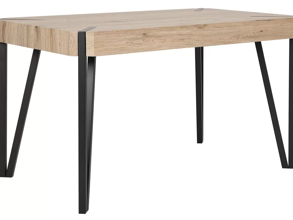 Online Beliani Esstisch Heller Holzfarbton / Schwarz 130 X 80 Cm Cambell