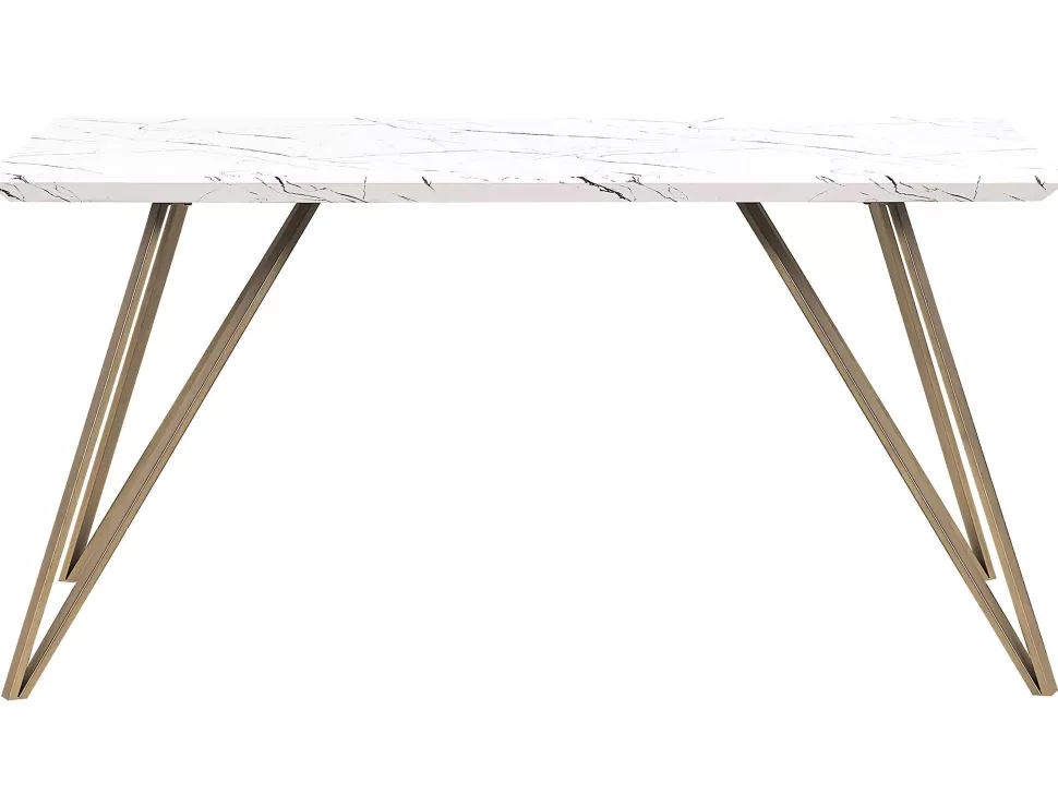 Clearance Beliani Esstisch Marmor Optik Weis / Gold 150 X 80 Cm Molden