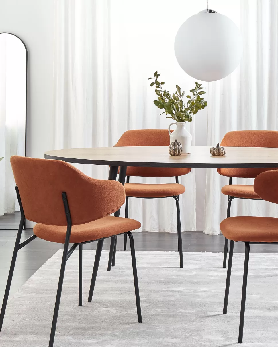 Discount Beliani Esszimmerstuhl Polsterbezug Orange 2Er Set Kenai