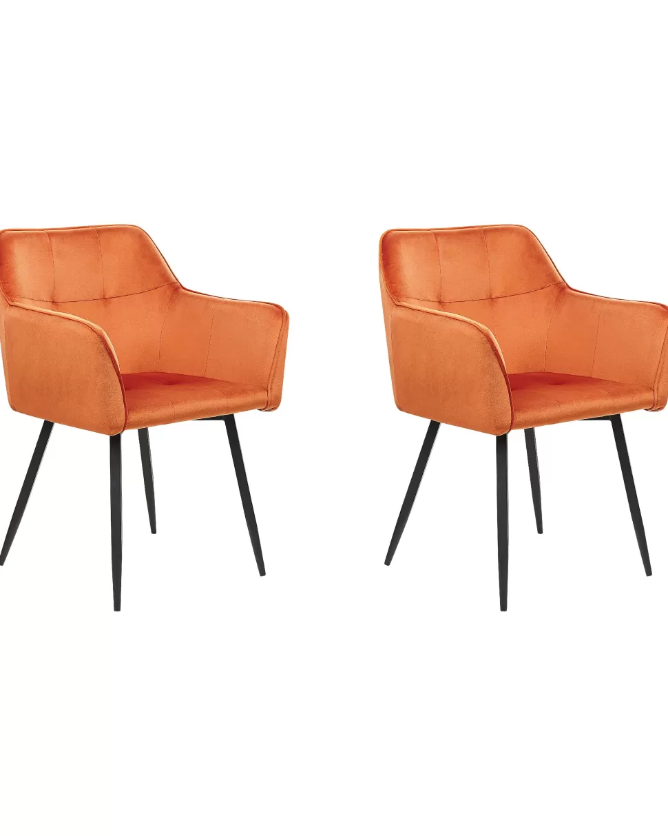 Stühle>Beliani Esszimmerstuhl Samtstoff Orange 2Er Set Jasmin