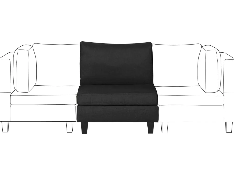 Discount Beliani Fabric 1-Seat Section Black Fevik