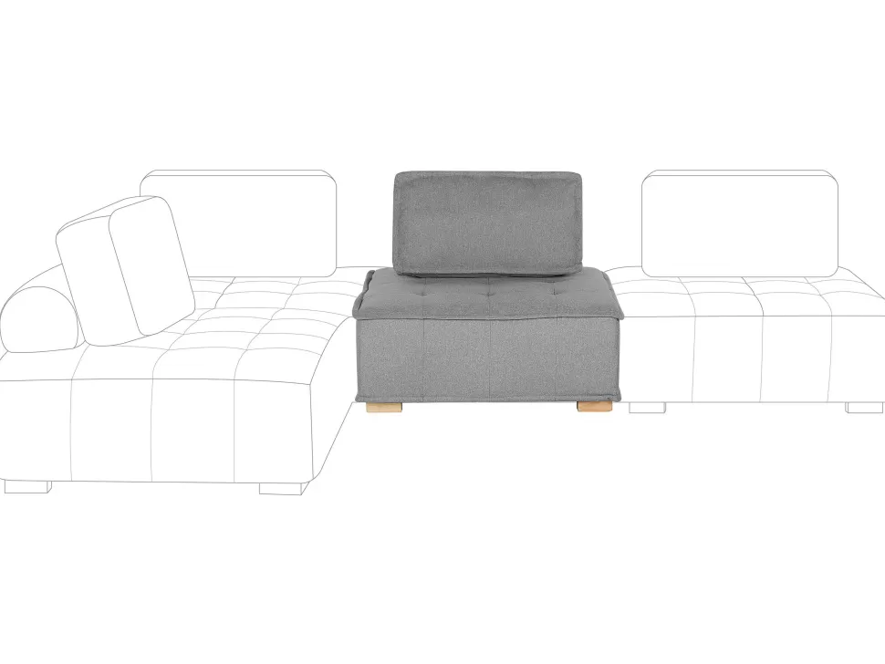 Sofas>Beliani Fabric 1-Seat Section Grey Tibro