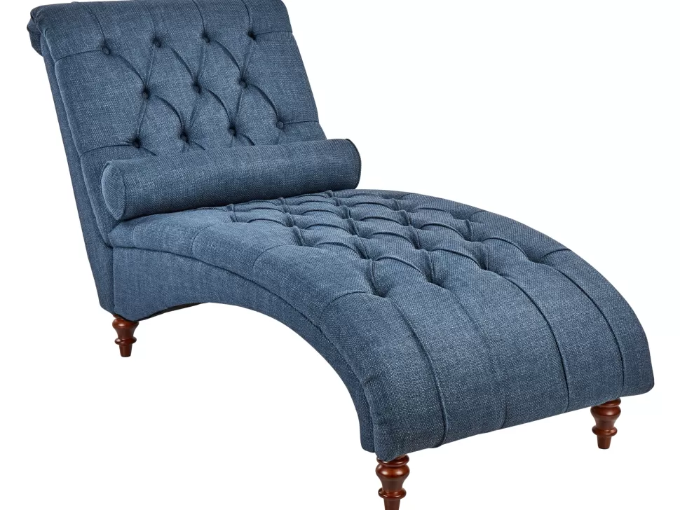 Store Beliani Fabric Chaise Lounge Blue Muret