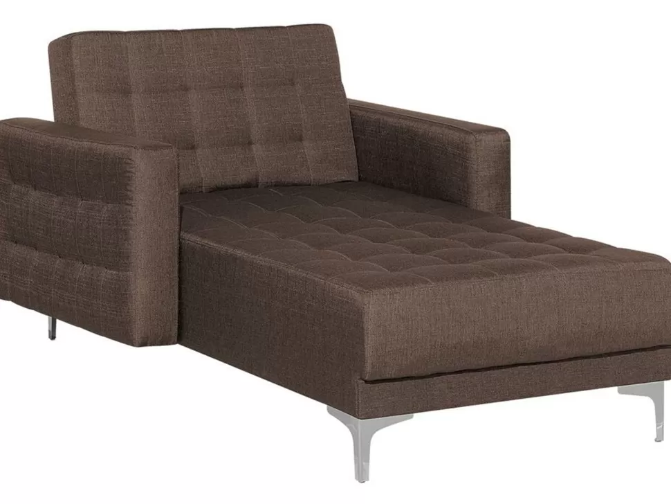 Sofas>Beliani Fabric Chaise Lounge Brown Aberdeen