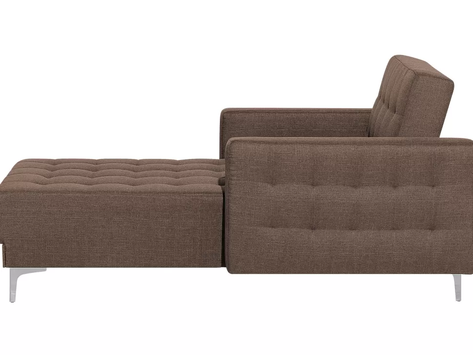 Sofas>Beliani Fabric Chaise Lounge Brown Aberdeen