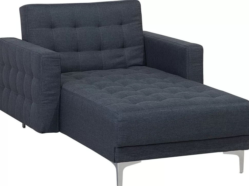 Outlet Beliani Fabric Chaise Lounge Dark Grey Aberdeen