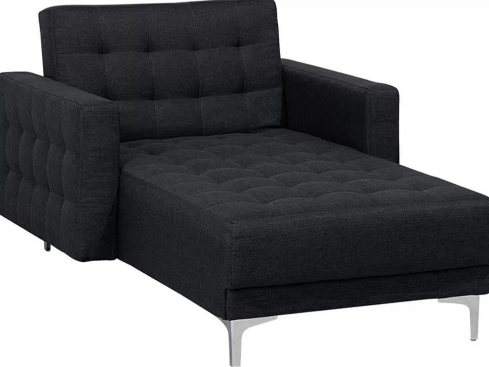 Sofas>Beliani Fabric Chaise Lounge Graphite Grey Aberdeen