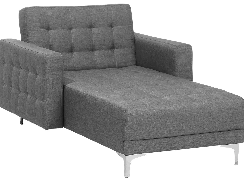 Sofas>Beliani Fabric Chaise Lounge Grey Aberdeen