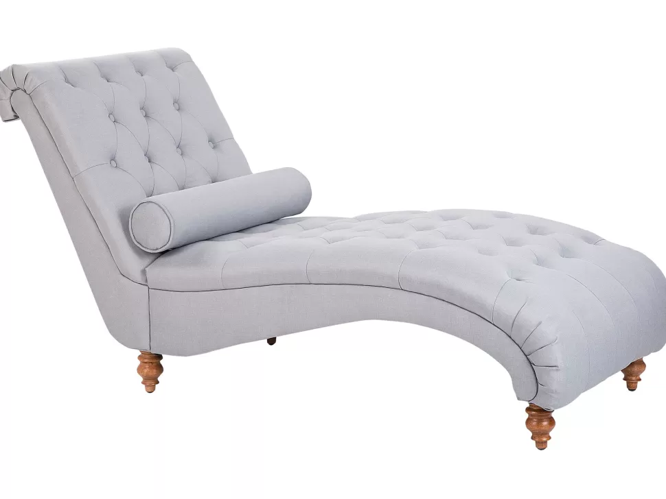 Discount Beliani Fabric Chaise Lounge Grey Muret