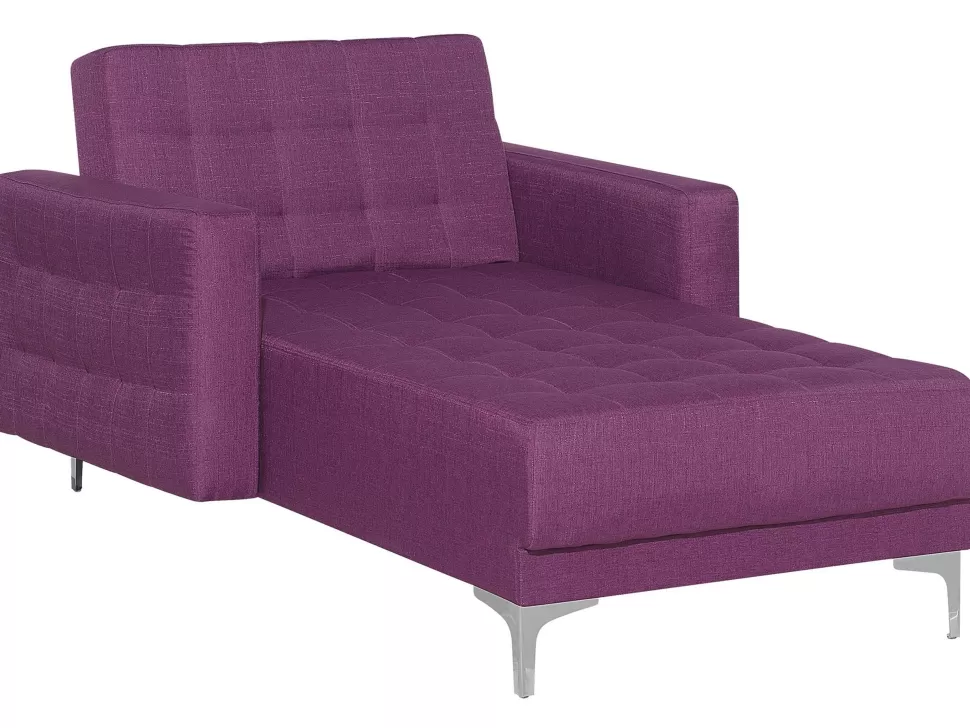 Sofas>Beliani Fabric Chaise Lounge Purple Aberdeen