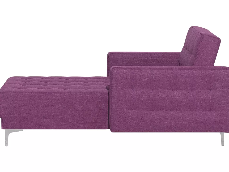 Sofas>Beliani Fabric Chaise Lounge Purple Aberdeen