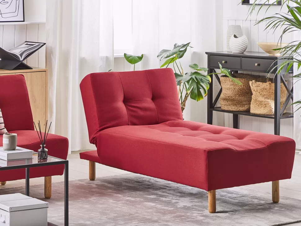 Shop Beliani Fabric Chaise Lounge Red Alsten