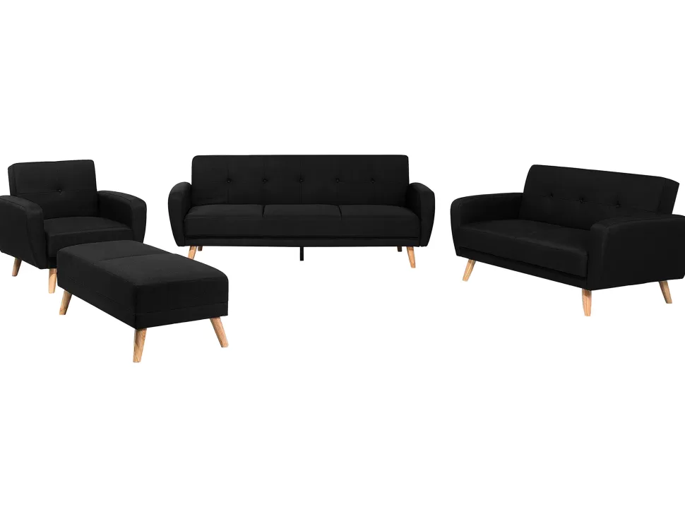 Sofas>Beliani Fabric Living Room Set Black Florli