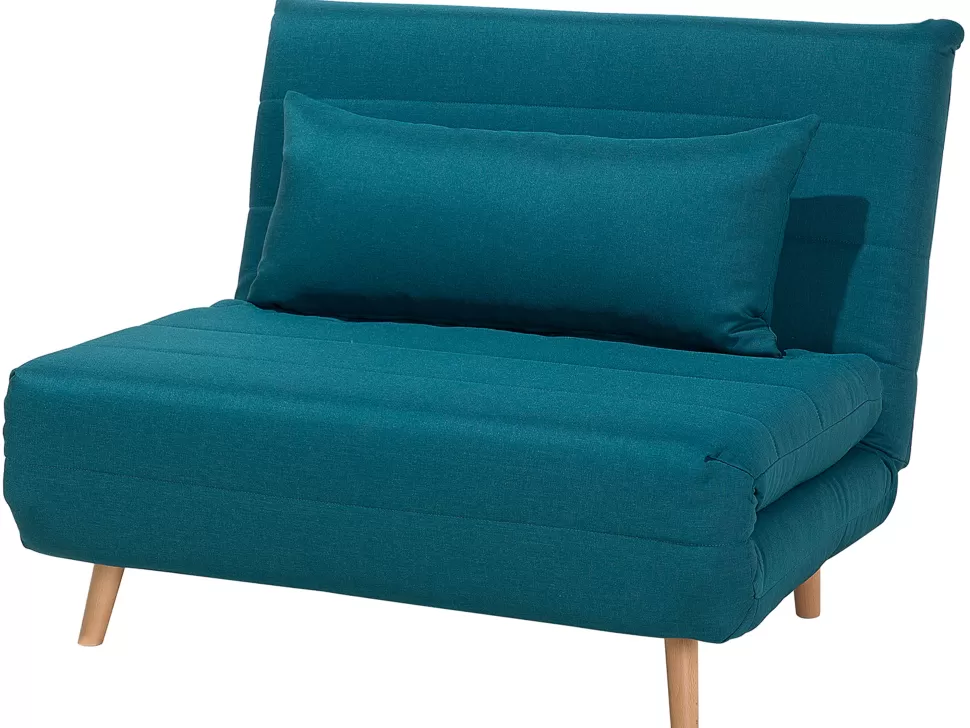 Sofas>Beliani Fabric Single Sofa Bed Blue Setten