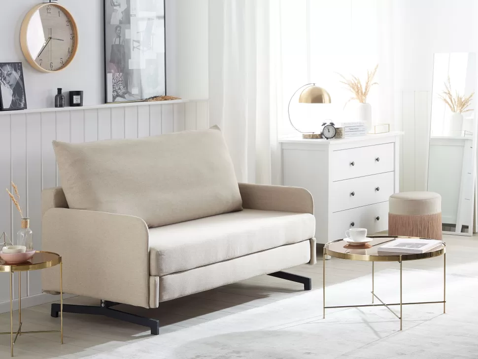 Sofas>Beliani Fabric Sofa Bed Beige Belfast